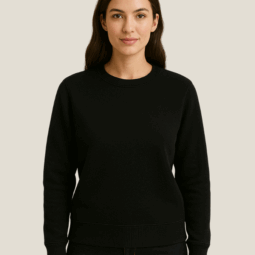 Blusa Moletom felpado 3 cabos fechada gola careca adulto Preto