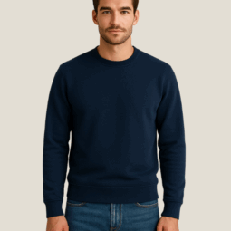 Blusa Moletom felpado 3 cabos fechada gola careca adulto Azul Marinho