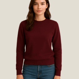 Blusa Moletom felpado 3 cabos fechada gola careca adulto Vermelho Bordo