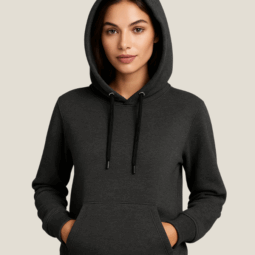 Blusa Moletom felpado 3 cabos fechada canguru com capuz adulto Mescla Carvão