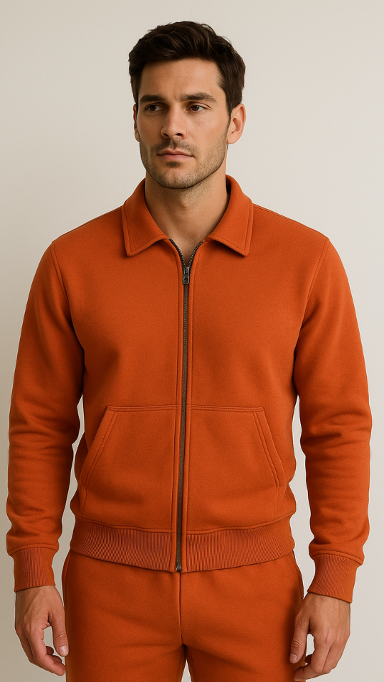Blusa Moletom 2 cabos aberta canguru colarinho Laranja - Imagem 4