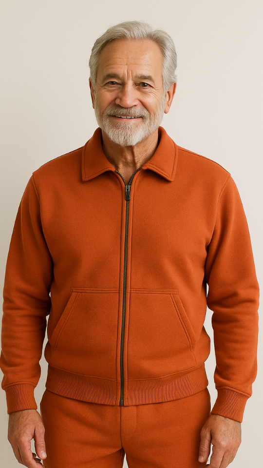 Blusa Moletom 2 cabos aberta canguru colarinho Laranja - Imagem 3