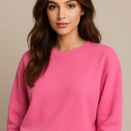 Blusa Moletom felpado 3 cabos fechada sem bolso gola careca adulto Rosa Maravilha