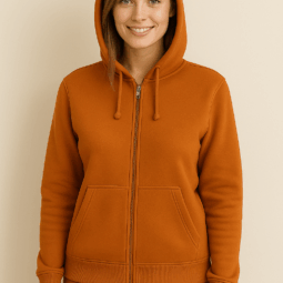 Blusa Moletom 2 cabos aberta canguru com capuz Laranja